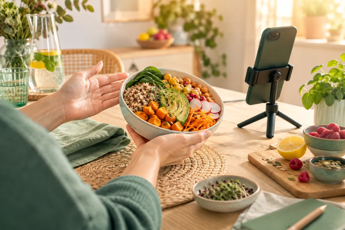 Partage d’un repas en consultation diététique en visio